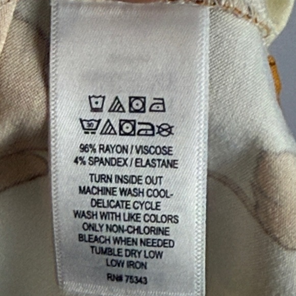 Cynthia Rowley Casual Cream and Gold Floral Short Sleeve Tunic Top Size 3X - Picture 7 of 8